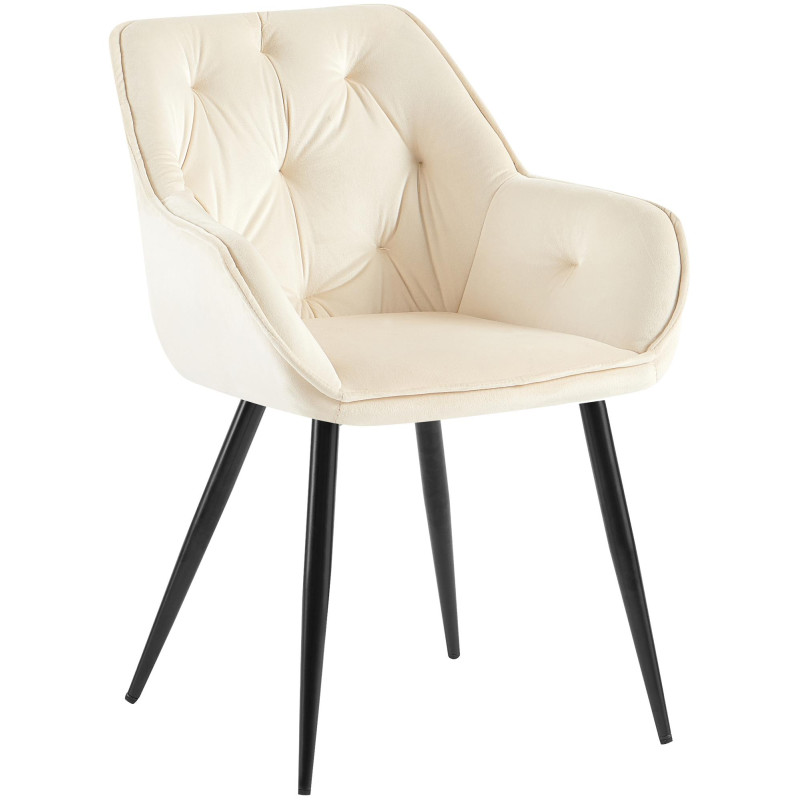 Fauteuil visiteur en velours Cassis, crème