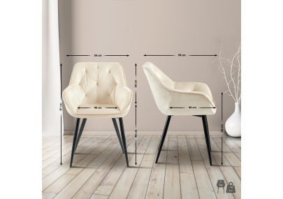 Fauteuil visiteur en velours Cassis, crème
