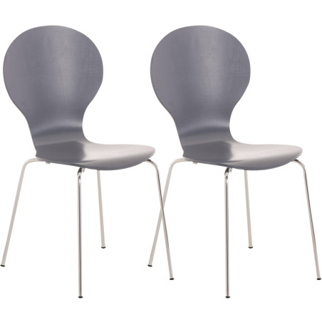 Lot de 2 chaises visiteurs Diego grises