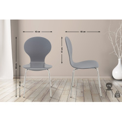 Lot de 2 chaises visiteurs Diego grises