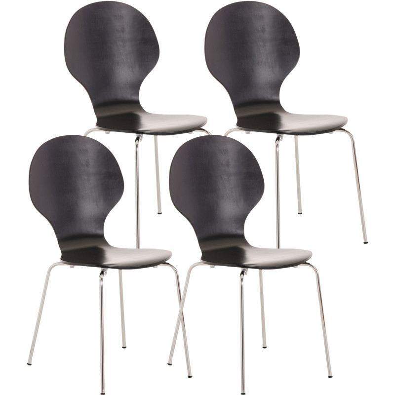 Lot de 4 chaises visiteurs Diego en noir