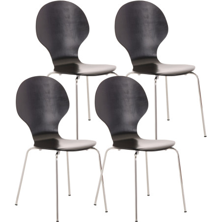 Lot de 4 chaises visiteurs Diego en noir