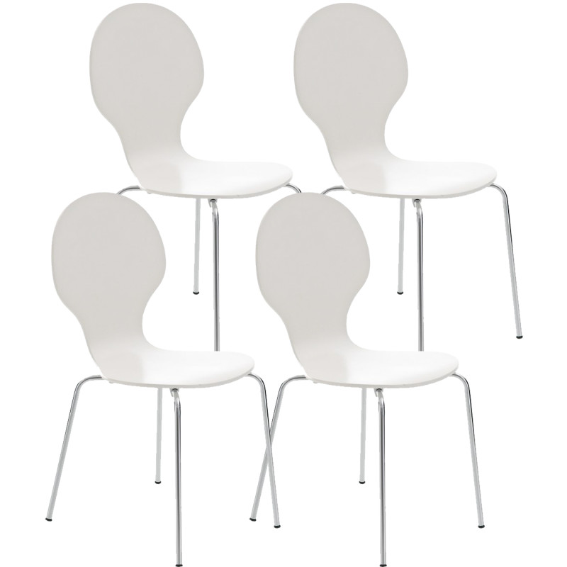 Lot de 4 chaises visiteurs Diego en blanc