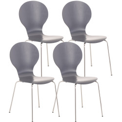 Lot de 4 chaises visiteurs Diego grises