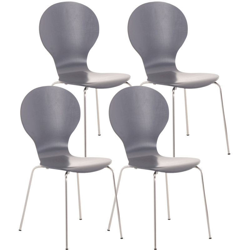 Lot de 4 chaises visiteurs Diego grises