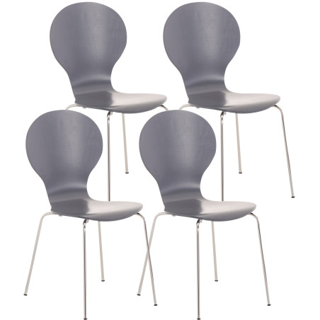 Lot de 4 chaises visiteurs Diego grises