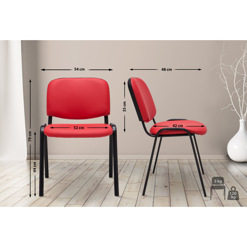Chaise visiteur Ken en cuir artificiel rouge