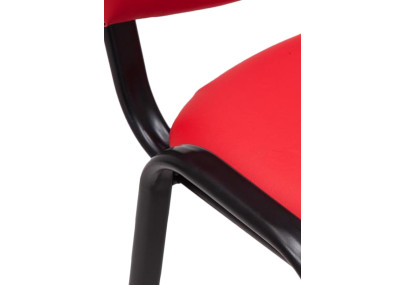 Chaise visiteur Ken en cuir artificiel rouge
