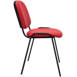 Chaise visiteur Ken en cuir artificiel rouge