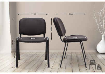 Chaise visiteur Ken en cuir artificiel marron