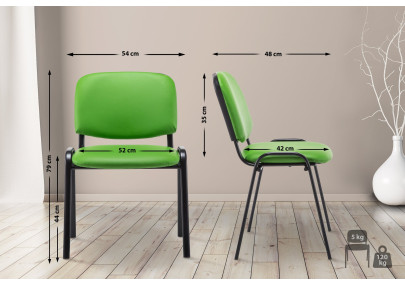 Chaise visiteur Ken en cuir artificiel vert