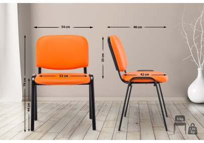 Chaise visiteur Ken en cuir artificiel orange