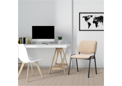 Chaise visiteur Ken tissu crème