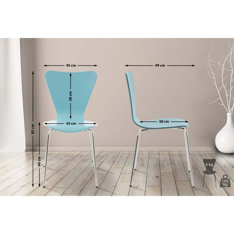 Lot de 2 chaises visiteurs Calisto bleu clair
