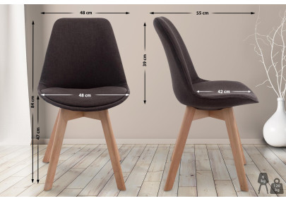 Chaise visiteur Borneo V2 Natura tissu gris foncé