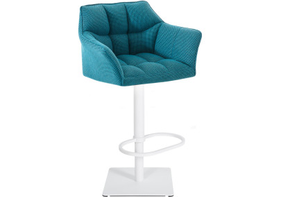 Tabouret de bar Damaso W, tissu turquoise