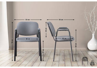 Chaise visiteur Ken PRO tissu gris