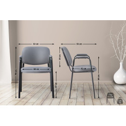 Chaise visiteur Ken PRO tissu gris