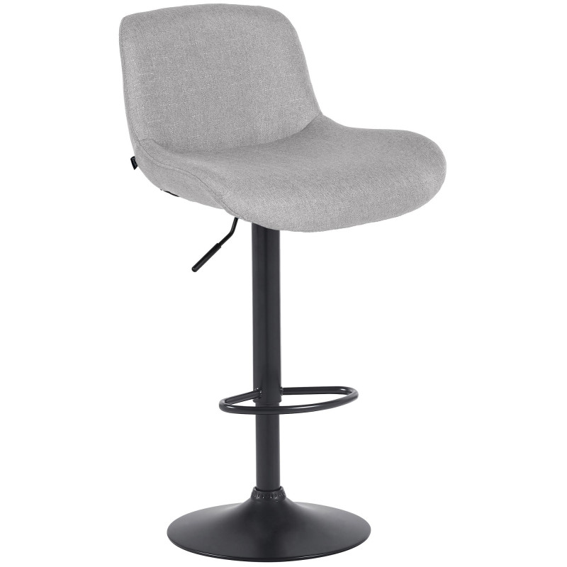 Tabouret de bar Solon, tissu noir gris clair