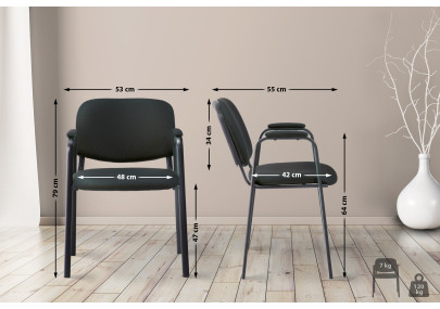 Chaise visiteur Ken PRO tissu noir