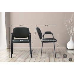 Chaise visiteur Ken PRO tissu noir
