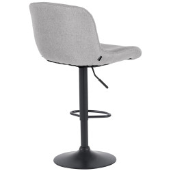 Tabouret de bar Solon, tissu noir gris clair