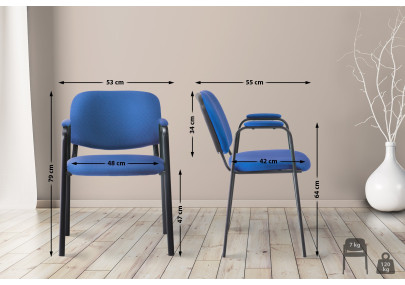 Chaise visiteur Ken PRO tissu bleu