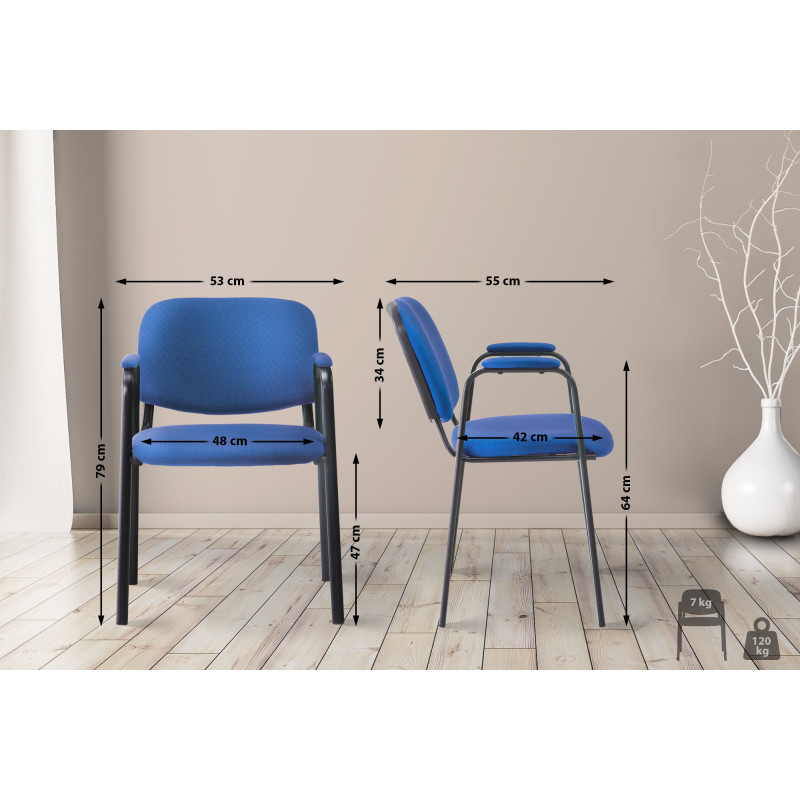 Chaise visiteur Ken PRO tissu bleu