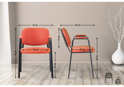 Chaise visiteur Ken PRO tissu rouge