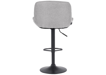 Tabouret de bar Solon, noir, tissu gris clair