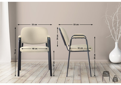 Chaise visiteur Ken PRO tissu crème