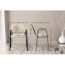 Chaise visiteur Ken PRO tissu crème
