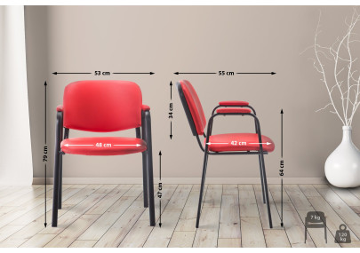 Chaise visiteur Ken PRO en cuir artificiel rouge