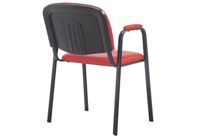 Chaise visiteur Ken PRO en cuir artificiel rouge