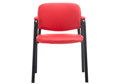 Chaise visiteur Ken PRO en cuir artificiel rouge