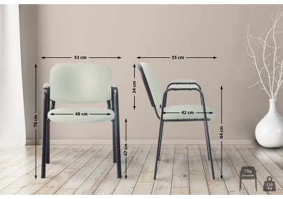 Chaise visiteur Ken PRO en cuir artificiel crème