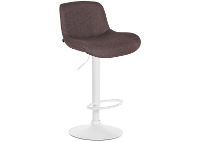 Tabouret de bar Solon, tissu blanc, marron foncé