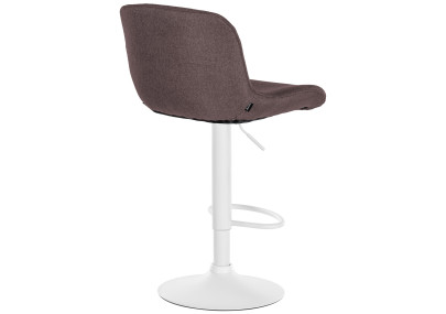 Tabouret de bar Solon, tissu blanc, marron foncé