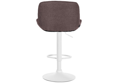 Tabouret de bar Solon, tissu blanc, marron foncé