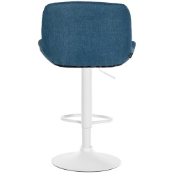 Tabouret de bar Solon blanc tissu bleu