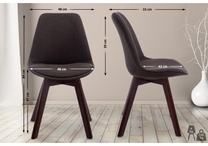 Chaise visiteur Borneo V2 en tissu noyer gris foncé