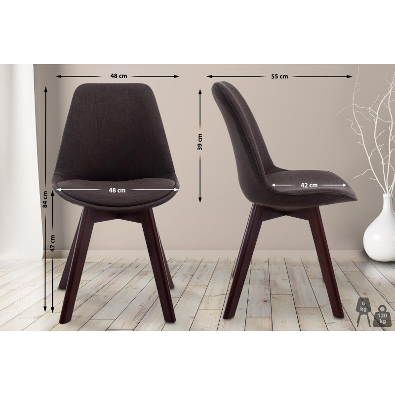 Chaise visiteur Borneo V2 en tissu noyer gris foncé