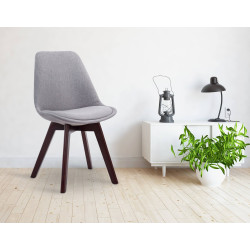 Chaise visiteur Borneo V2 en tissu noyer gris