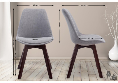 Chaise visiteur Borneo V2 en tissu noyer gris