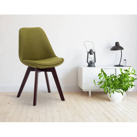 Chaise visiteur Borneo V2 en tissu noyer vert