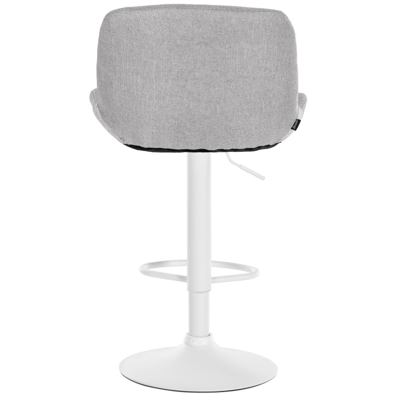 Tabouret de bar Solon, tissu blanc, gris clair