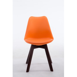 Chaise visiteur Borneo V2 noyer cuir artificiel orange