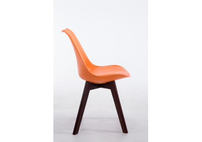 Chaise visiteur Borneo V2 noyer cuir artificiel orange
