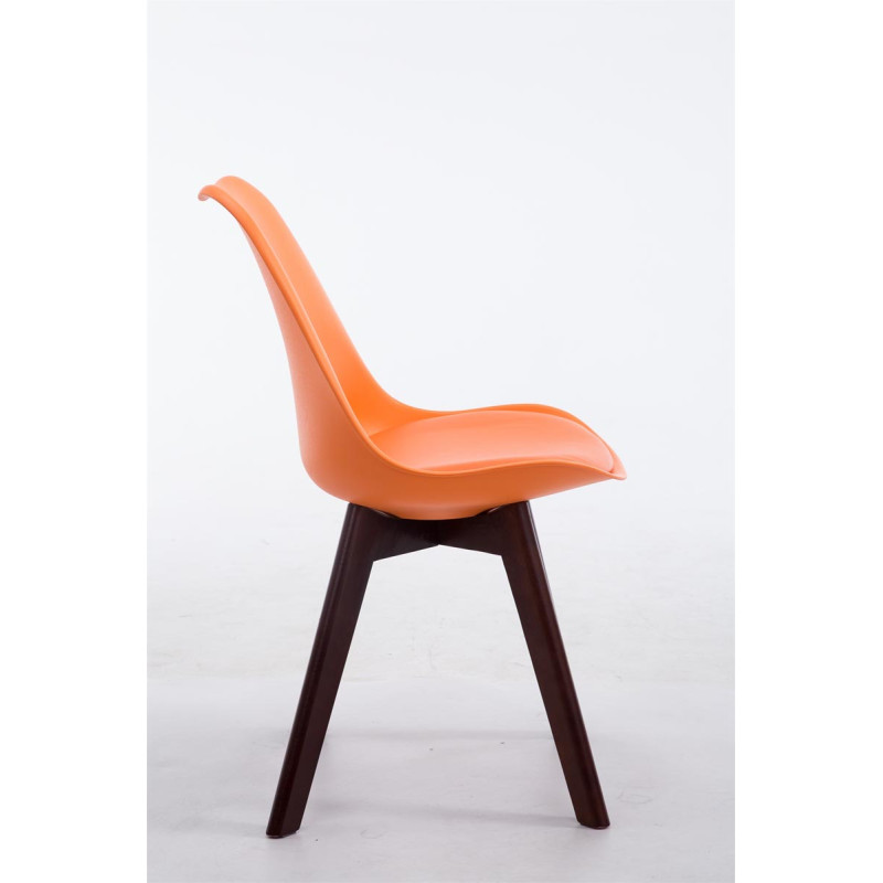 Chaise visiteur Borneo V2 noyer cuir artificiel orange