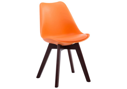 Chaise visiteur Borneo V2 noyer cuir artificiel orange
